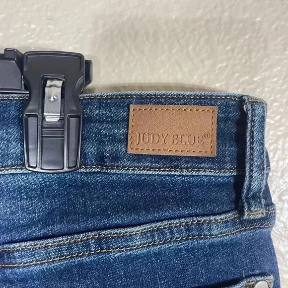 Judy Blue Denim Jeans Dark‎ Wash Frayed Hem High Rise Ankle Skinny Size 11/30 - Picture 3 of 6